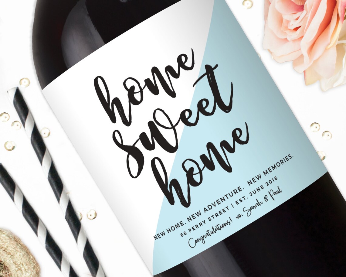 New Home Housewarming Gift Wine Label Realtor Gift Home - Etsy