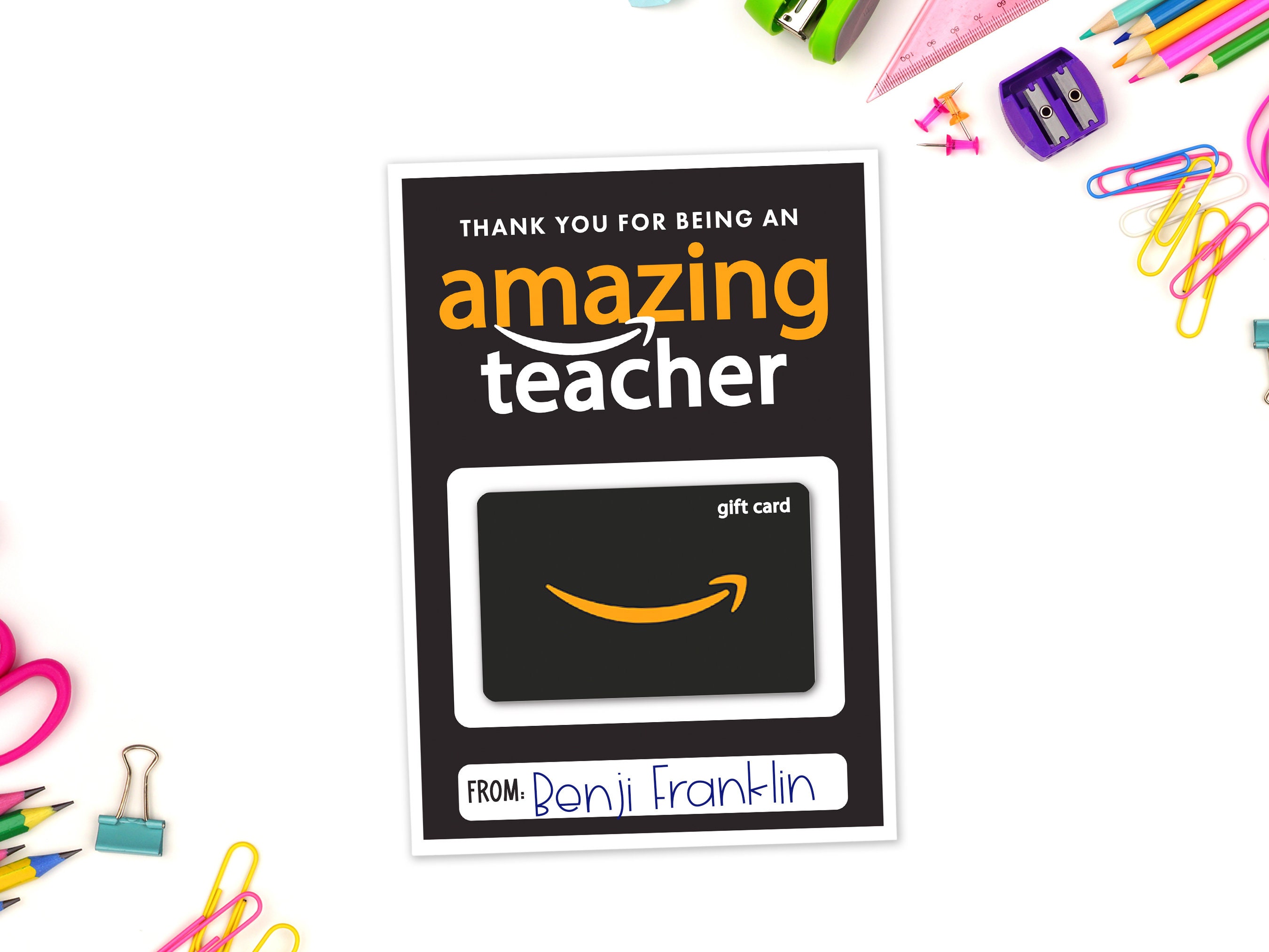 Amazing Teacher - Back to School Gift Card Holder - DIGITAL DOWNLOAD ...