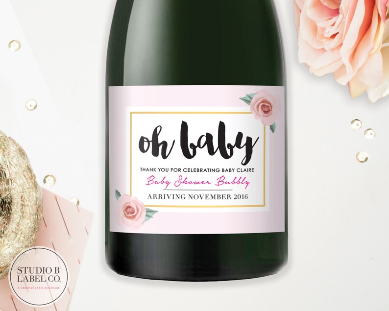 Baby Shower Favors Champagne Labels Pregnancy Announcement Etsy