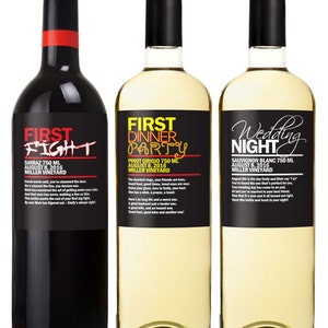 Marriage Milestone Wine Labels - First Year Married Wine Labels ...