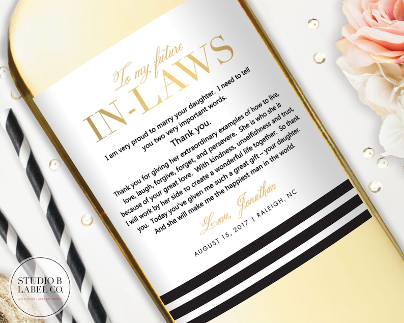In Law Wedding Gift Wine Labels Gift for Inlaws Wedding Etsy