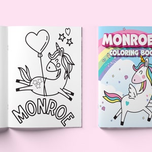 Personalized Kids Coloring Books Kids Custom Name Color Books Kids Gift for Birthdays and Holidays Toddler Coloring Books Unicorn image 7