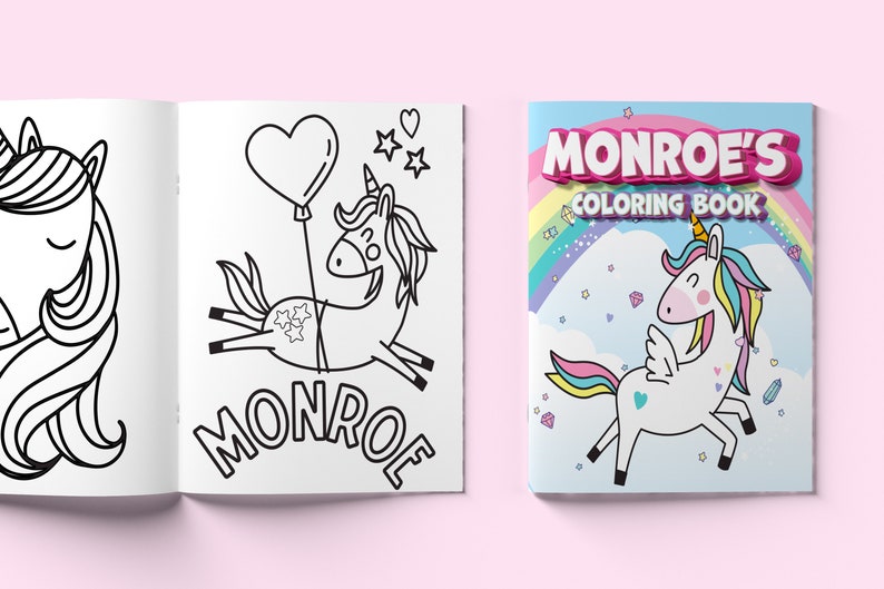 Personalized Kids Coloring Books Kids Custom Name Color Books Kids Gift for Birthdays and Holidays Toddler Coloring Books Unicorn image 7