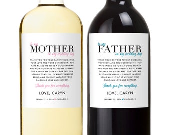Gifts for Parents on Wedding Day - Wine Labels - Wedding Gift for Mom - Wine Bottle Label - Wine Labels for Parents - Wedding Thank You Gift
