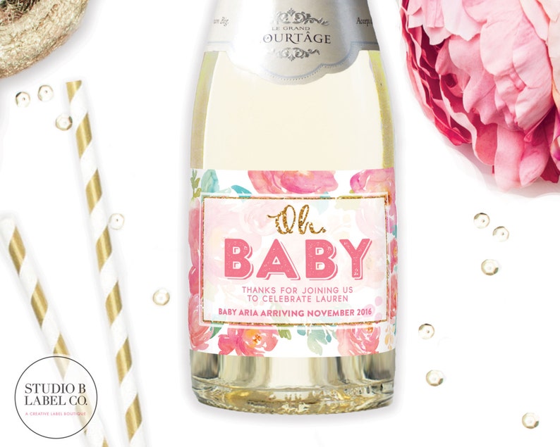 Oh Baby Wine Labels Baby Shower Champagne Labels Mini Etsy