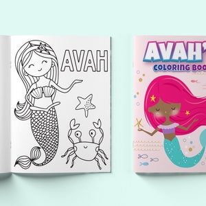 Mermaid Personalized Kids Color Books Kid Custom Name Color Book Children's Coloring book Personalized Affordable Kids Gift-Kids Craft image 4