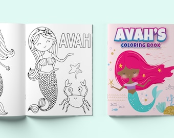 Children's Name Color Book - Children's Coloring Book - Personalized Affordable Kids Gift - Kids Craft - Mermaid Kids Name Coloring Books