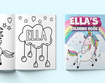 Personalized Kids Coloring Books - Kids Custom Name Color Books - Kids Gift for Birthdays and Holidays - Toddler Coloring Books - Unicorn