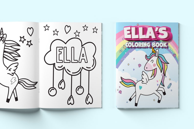 Personalized Kids Coloring Books Kids Custom Name Color Books Kids Gift for Birthdays and Holidays Toddler Coloring Books Unicorn image 1