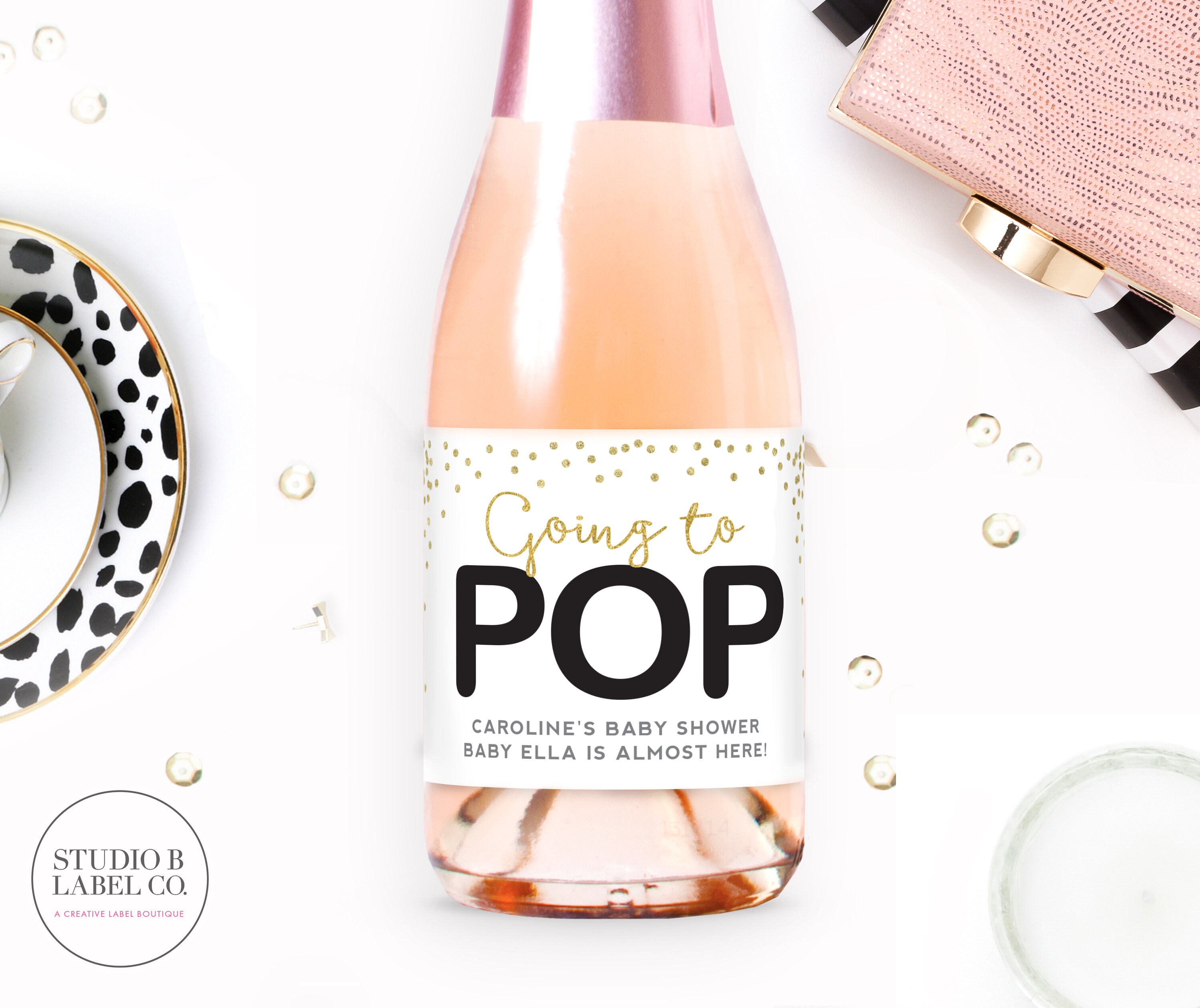 Going To Pop Mini Champagne Labels Baby Shower Favors Etsy