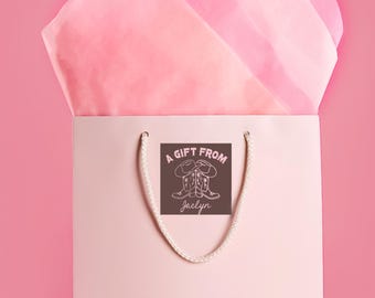 Birthday Stickers - Western Gift Gift Stickers - Name Stickers - Cowgirl Gift Stickers - Cowgirl Gift Tag - Custom Western Name Stickers