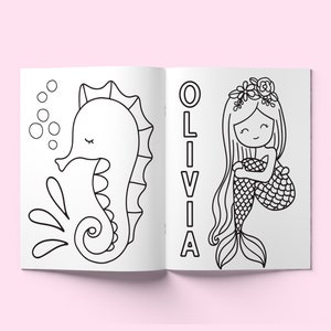 Mermaid Personalized Kids Color Books Kid Custom Name Color Book Children's Coloring book Personalized Affordable Kids Gift-Kids Craft image 3