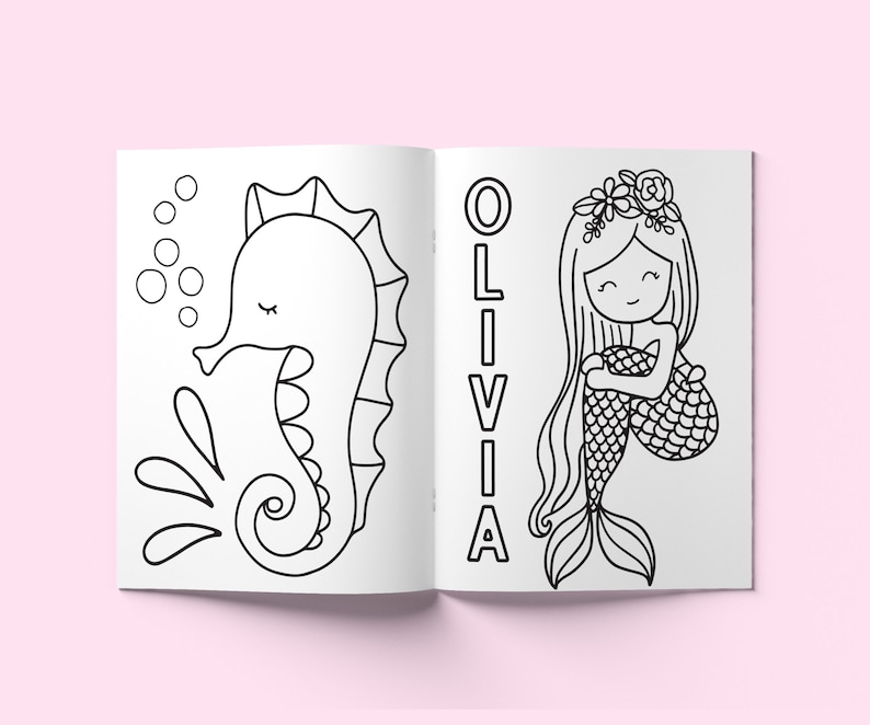 Mermaid Personalized Kids Color Books Kid Custom Name Color Book Children's Coloring book Personalized Affordable Kids Gift-Kids Craft image 3