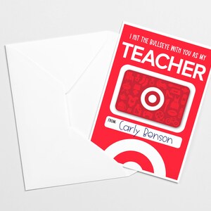 Titulaire de la carte-cadeau du premier jour d'école - TÉLÉCHARGEMENT NUMÉRIQUE - Merci professeur - Carte-cadeau Bullseye - Titulaire de la carte-cadeau Télécharger