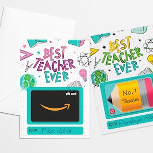 Best Teacher Ever Gift Card Holder DIGITAL DOWNLOAD Thank You Teacher Teacher Gift Teacher Appreciation Week Gift Card Holder image 1