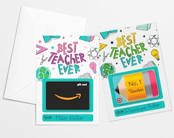 Best Teacher Ever Gift Card Holder - DIGITAL DOWNLOAD - Thank You Teacher - Teacher Gift - Teacher Appreciation Week Gift Card Holder