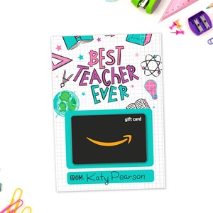 Best Teacher Ever Gift Card Holder DIGITAL DOWNLOAD Thank You Teacher Teacher Gift Teacher Appreciation Week Gift Card Holder image 2