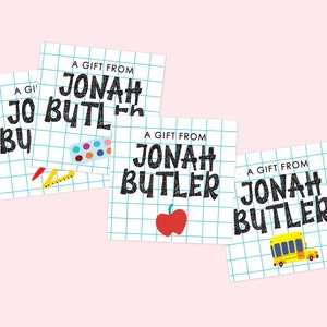 School Gift Stickers To From Labels Kids Gift Stickers Name Stickers Birthday Gift Stickers Birthday Gift Tag Custom Name Labels image 1