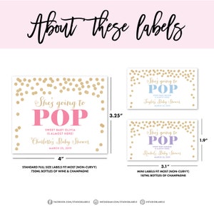 She's Going To Pop Baby Shower Favors Mini Champagne Bottle Labels for Baby Shower Baby Sprinkle Favor Baby Shower Wine Label Stickers image 5