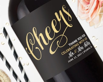 Wine Label Wedding Favors - Cheers Champagne Labels - Engagement Wine Favor - Bridal Shower - Bulk Wedding Favors