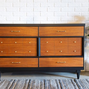 SOLD, SOLD - MCM - Black Two-Toned Lowboy Dresser *** Shipping not included ***