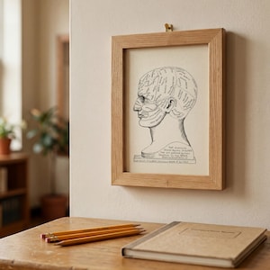 Faculites of the Brain Phrenology - 1899 - PP-13 - Fine art print of a vintage scientific or pseudoscience academia medical illustration