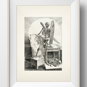 1779 Skeleton with Wings by Gamelin - Scientific Anatomy Drawing - HU-20 - Fine art print of a vintage natural history academia illustration