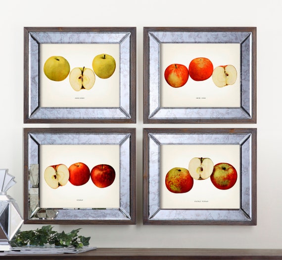 Apples horizontal Kitchen Wall Art Set Green Sweet Etsy