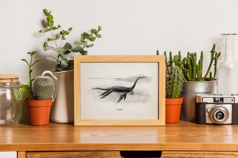 Nessie, Loch Ness Monster : Monster Series -OE-27- Fine art print of a vintage natural history academia scientific illustration. Cottagecore imagem 6