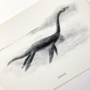 Nessie, Loch Ness Monster : Monster Series -OE-27- Fine art print of a vintage natural history academia scientific illustration. Cottagecore imagem 4