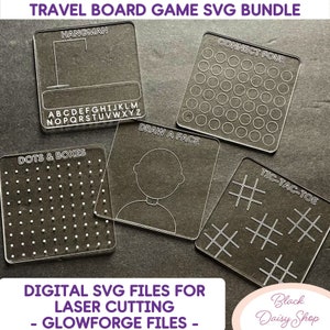 SVG-bundel bordspel reizen | Herbruikbare bordspellen SVG | Droog wissen-games | Digitaal snijbestand | Glowforge | SVG-bestand | Lasersnijden