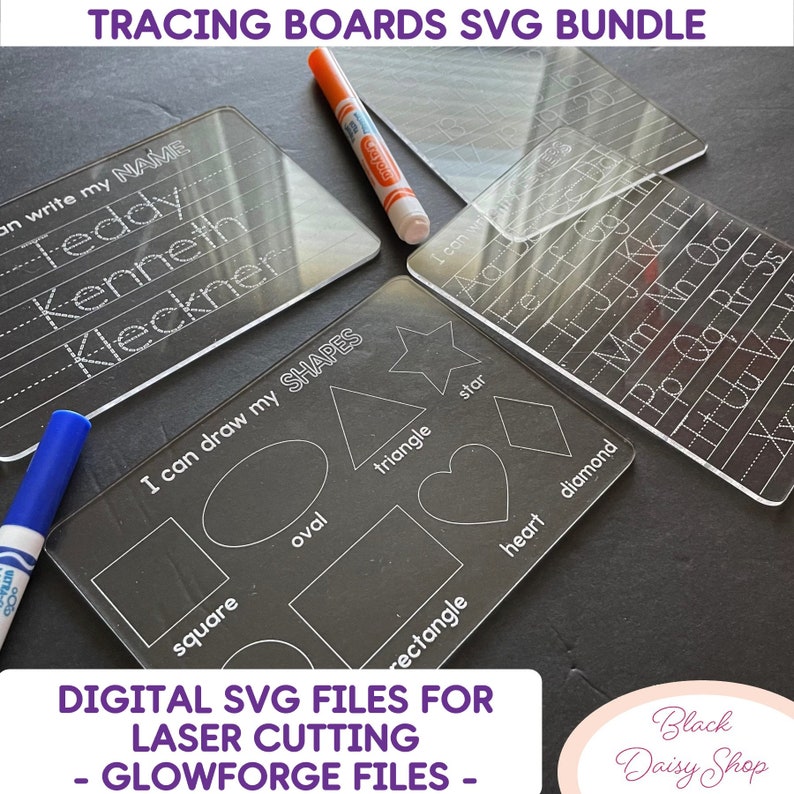 Tracing Board SVG Bundle: Letters, Numbers, Shapes (digital Cut File ...