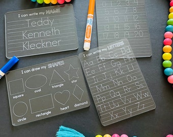 Dry Erase Tracing Boards - Personalized Name, Letters, Numbers & Shapes - Bundles