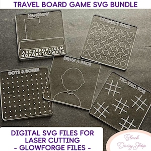 Travel Board Game SVG Bundle | Reuseable Board Games SVG | Dry Erase Games | Digital Cut File | Glowforge | SVG File | Laser Cutting