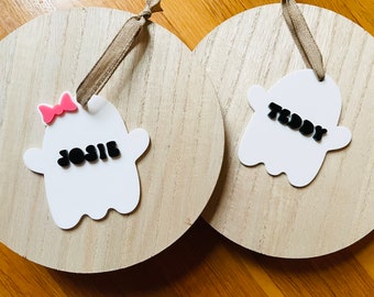 Personalized Halloween Ghost Tag - Ghost Gift Tag - Basket Tag - Reusable Tag