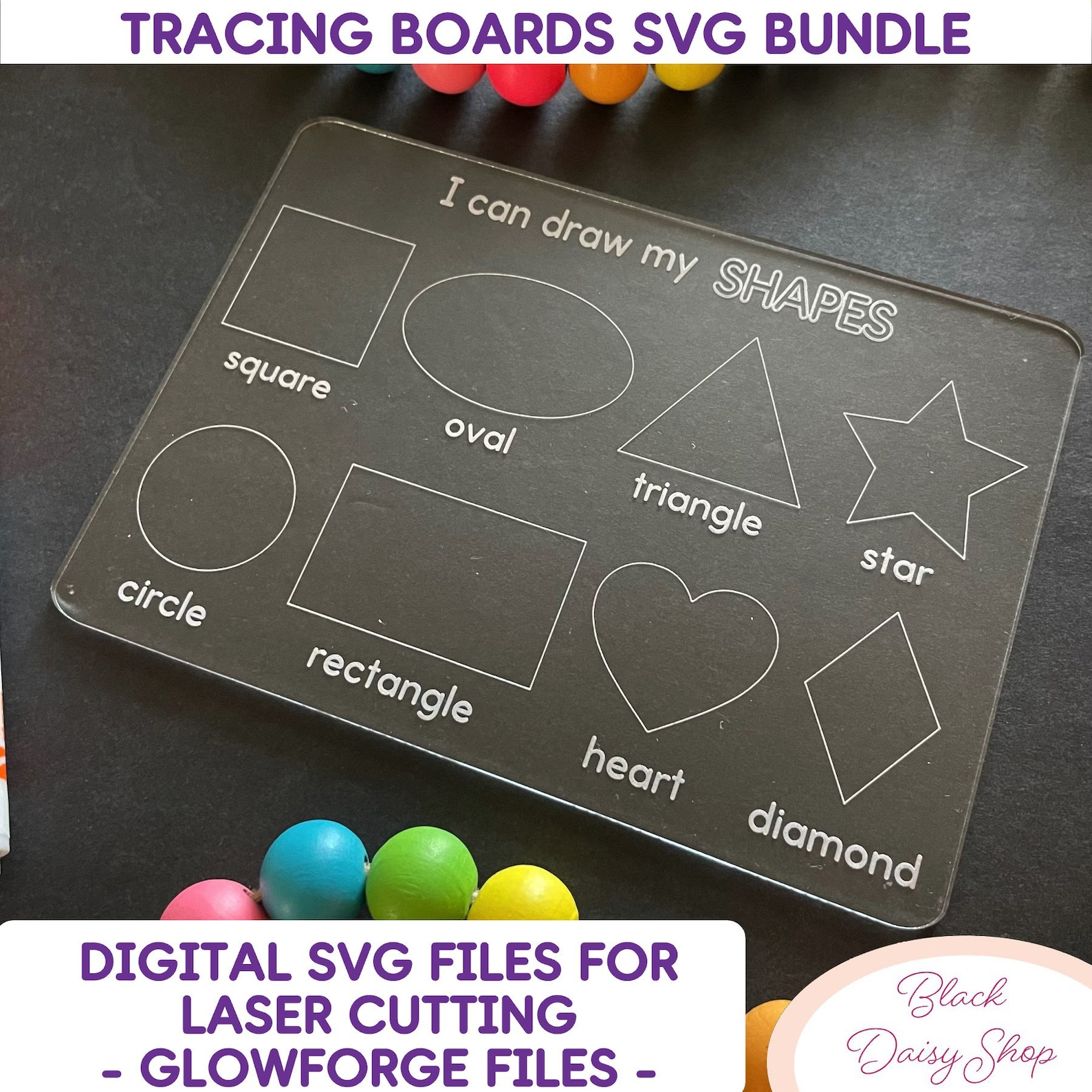 Trae Letters Svg Tracing Board SVG Bundle: Letters, Numbers, Shapes (digital Cut File ...