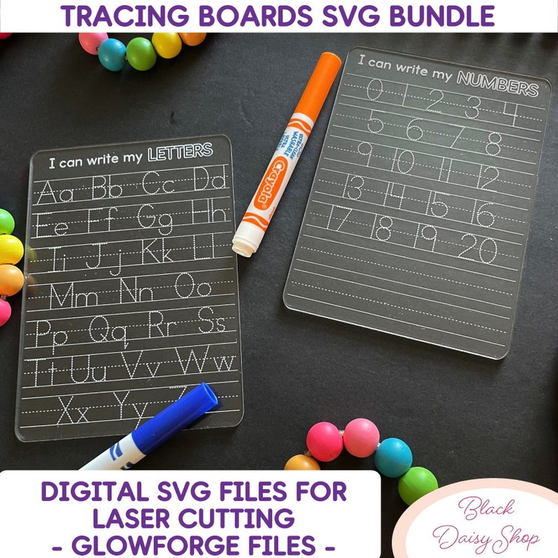 Tracing Board SVG Bundle: Letters, Numbers, Shapes (digital Cut File ...