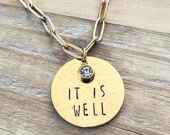 Inspirational // Inspirational gift // Holy Spirit necklace //  It is well // Hand Stamped Jewelry // It is well Necklace  // Faith