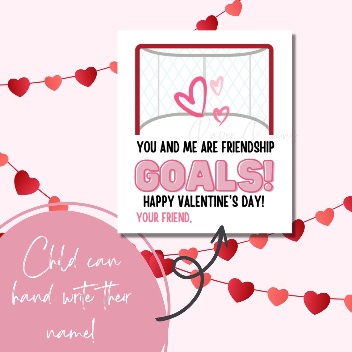 Printable Kids Valentine Exchange Cards Hockey Boys Girls Valentines School Valentine Cards