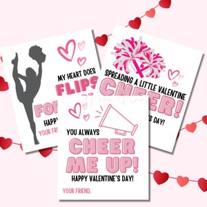 Biglietti di San Valentino stampabili per bambini, biglietti di San Valentino per ragazze cheerleader, biglietti di San Valentino per la scuola, biglietti carini per cheerleader, biglietti da scrivere, aula