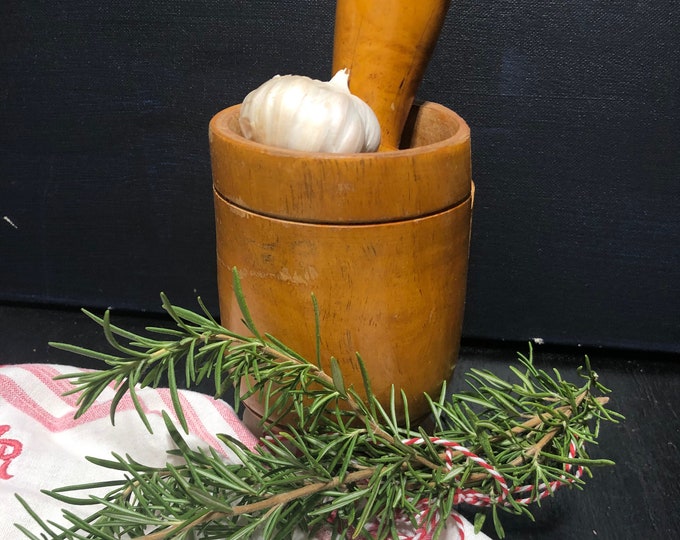 vintage Mortar and Pestle wooden hand made! Perfect addition to the Farmhouse Kitchen!