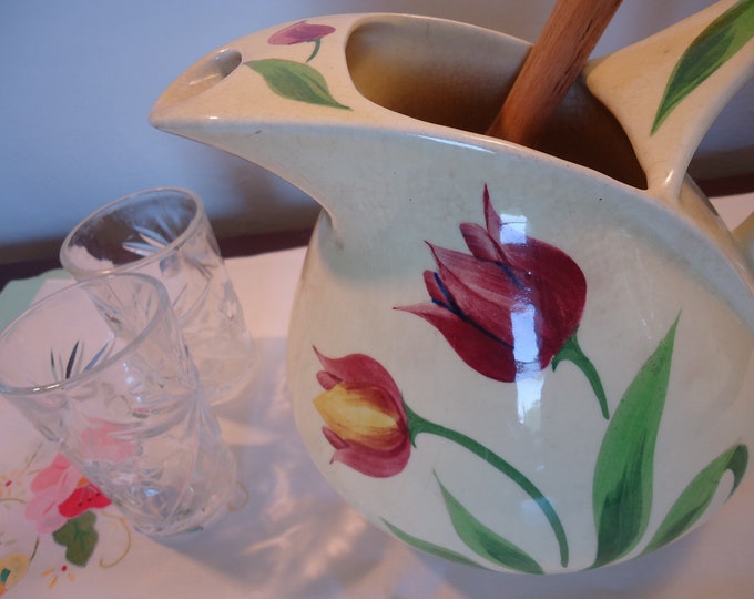 vintage Pottery Guild of America Tulip Pitcher Hand Painted