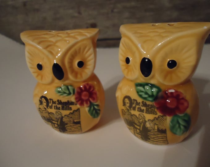 vintage owl salt and pepper shakers souvenir The Shepherd of the Hills Ozark Mountain Country
