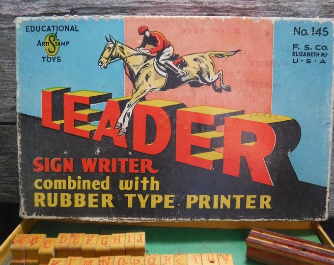 vintage toy Educational Arti-Stamp Toys Rubber Type Stamp brand Leader from Sears and Roebuck