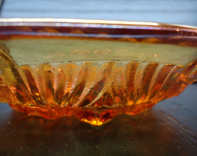 vintage Marigold Rubigold Carnival Glass divided candy dish