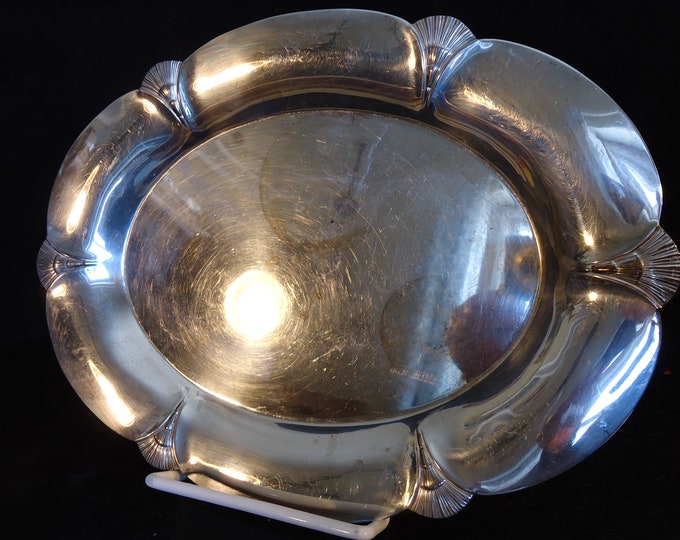 vintage Wm Rogers silverplate serving bread bowl stamped with Eagle and Star