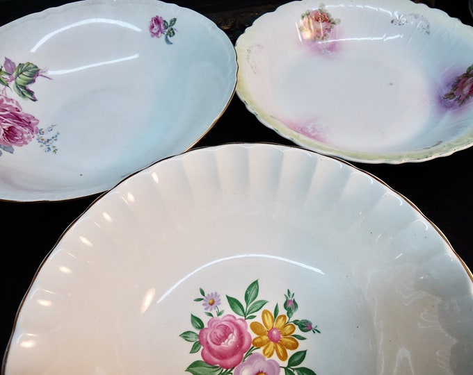 vintage Vegetable China Bowls floral motif with gold embellishments Bohemia W.S. George