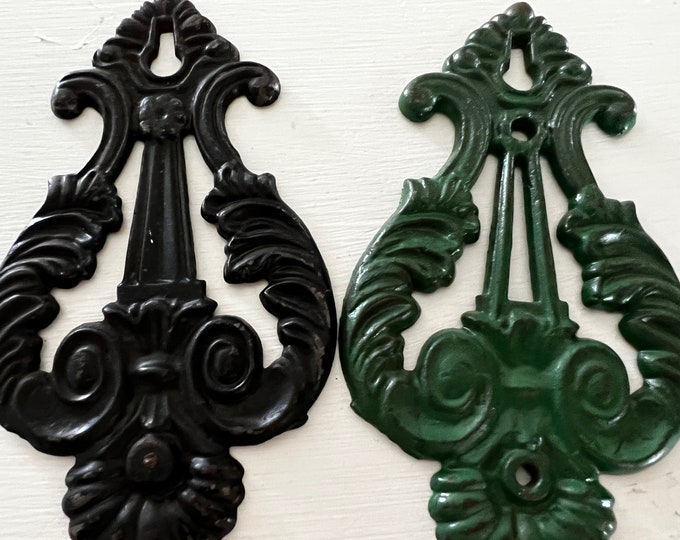 antique Cast Iron Receipt Holder Bases Black and Green Made in USA Wall Mount or Countertop no spikes