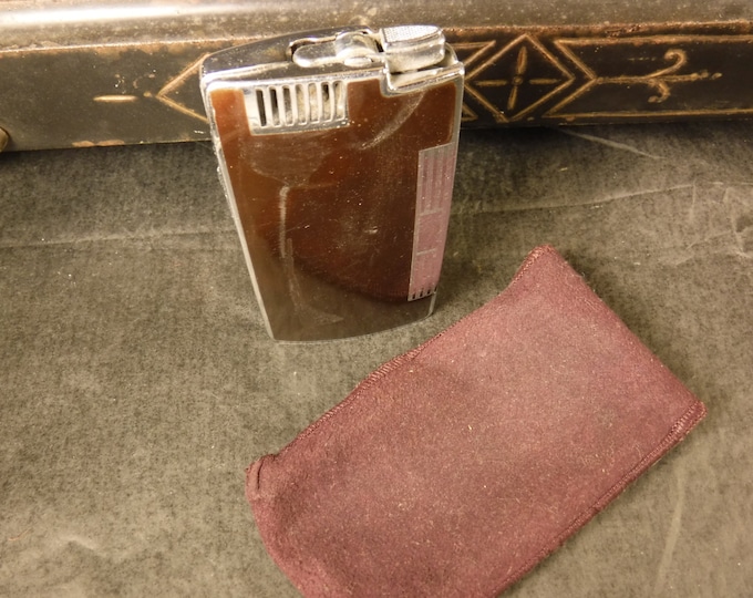 vintage cigarette case and lighter faux tortoise shell with original felt case