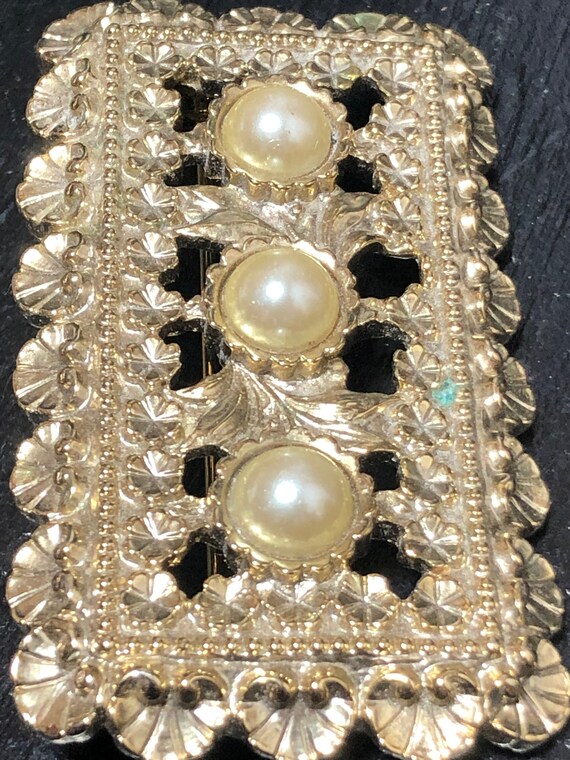 vintage Brooch Pearl Silvertone - image 4